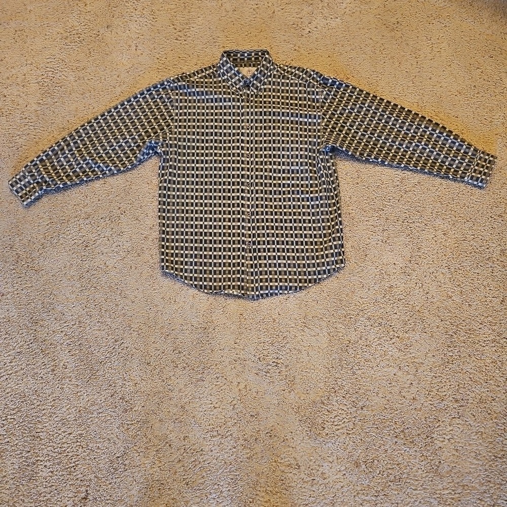The‎ Territory Ahead Button Down Textured Woven Checkboard Pattern Shirt XL